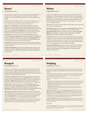 First page of Skill Cards