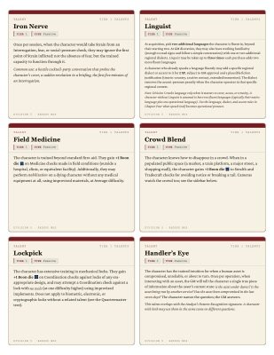 First page of Talent Cards